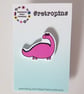 Retropins - Pink Girl Dinosaur shrink plastic pin - Image 1