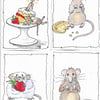 Beautiful Bundle of 4 Mouse Blank Greeting Cards