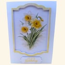 Daffodil Birthday Card - March Birth Flower Botanical Handmade Card
