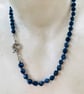 Dark blue spotted agate beaded necklace with stainless steel clasp - Image 3