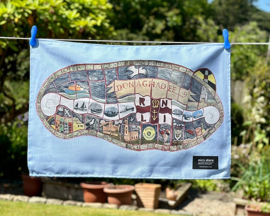 Tea Towel Donaghadee RNLI Lifeboat Mural.