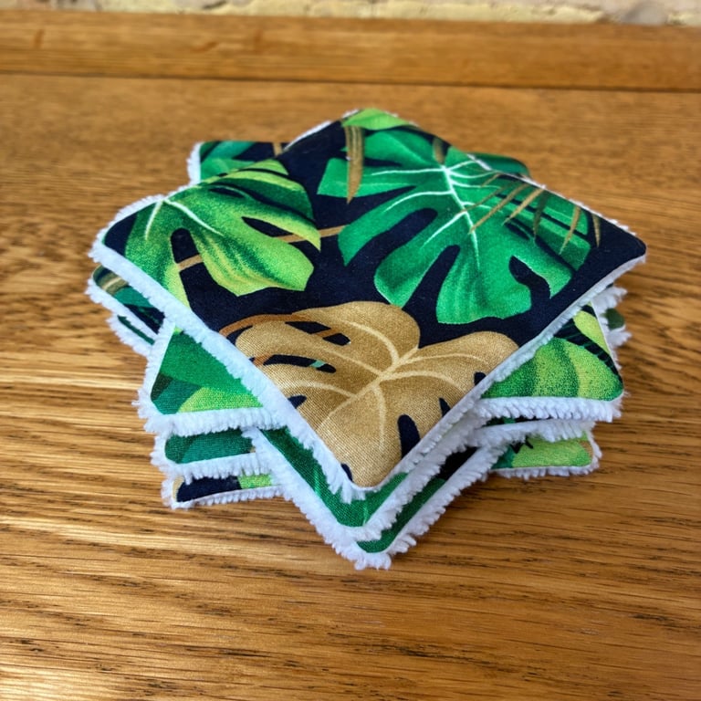 Leaf Print Fabric Reusable Makeup Remover Wipes