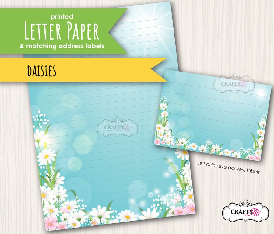 Letter Writing Paper Pretty Daisies, complete with self adhesive address labels