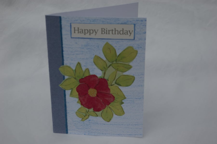 Birthday Card Handmade Dog Rose
