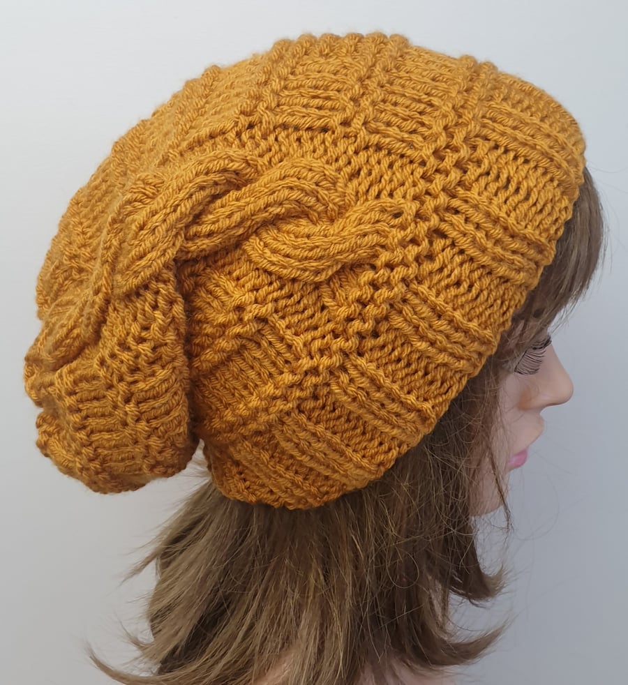 Handmade knitted women slouchy beanie hat