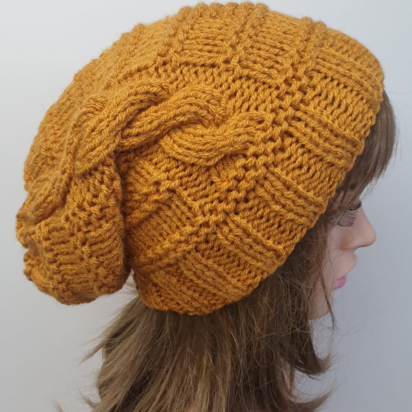 Handmade knitted women slouchy beanie hat