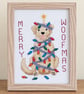 Merry Woofmas – Handmade Framed Dog Christmas Cross Stitch - Image 1