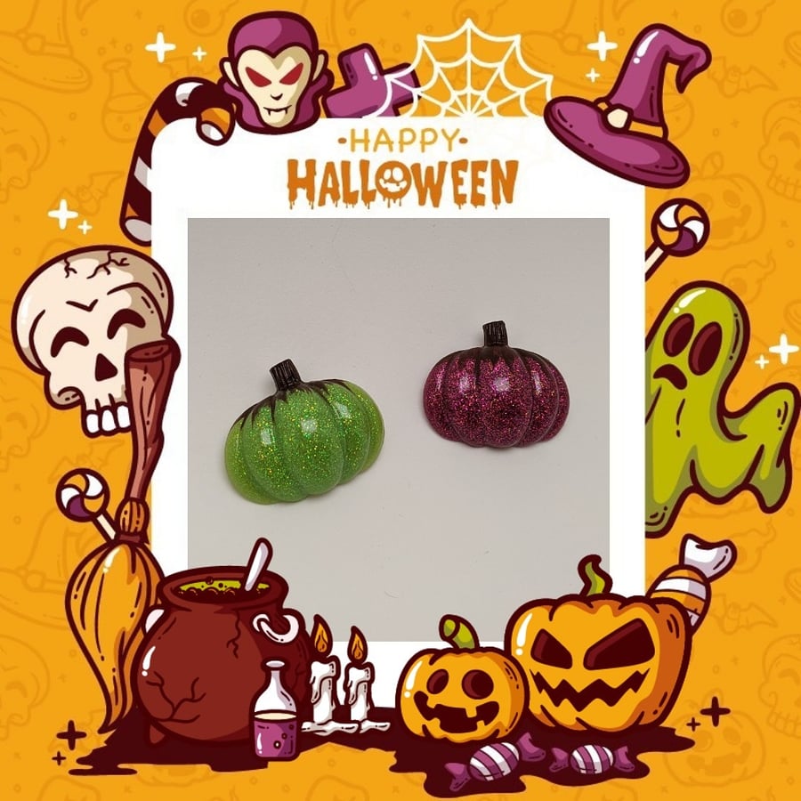 3D Glitter Pumpkin Brooch