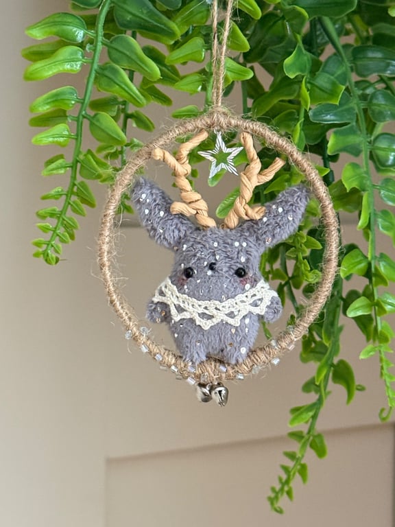 Miniature Jackalope Hoop Art Hanger