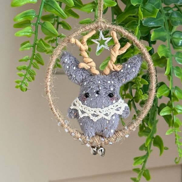 Miniature Jackalope Hoop Art Hanger