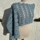 Handmade crochet lace light blue scarf