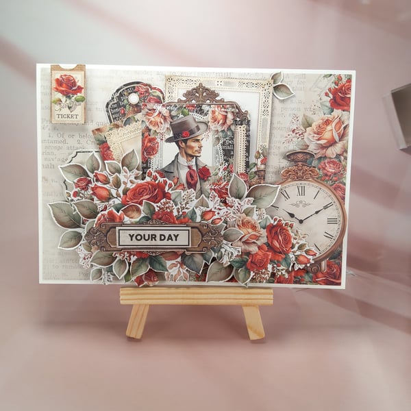 Handmade Vintage Style Greeting Card (45) C6 Size