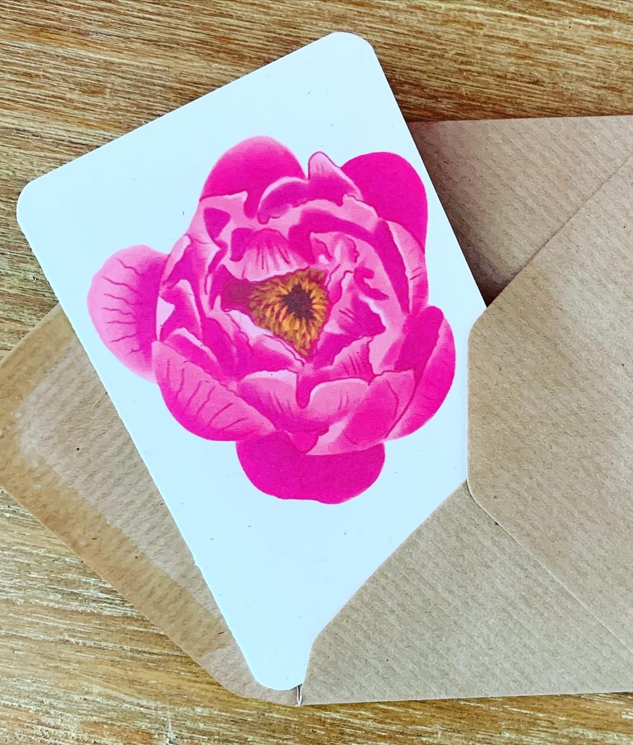 Pack of 8 Pink Peony A7 Florist Cards