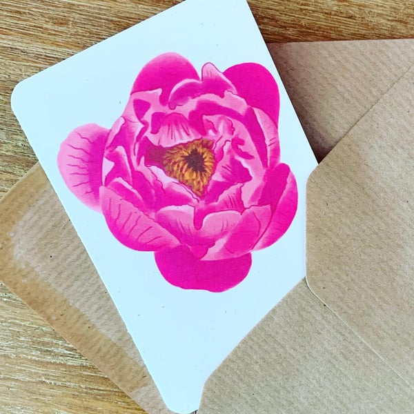 Pack of 8 Pink Peony A7 Florist Cards