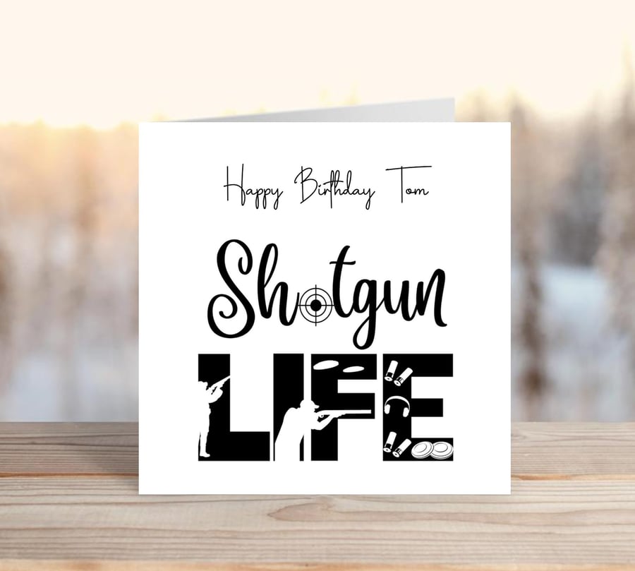 Shot Gun Life - Clay Pigeon themed greetings card - can be personalised