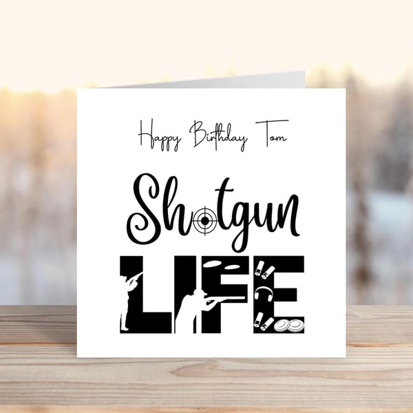 Shot Gun Life - Clay Pigeon themed greetings card - can be personalised