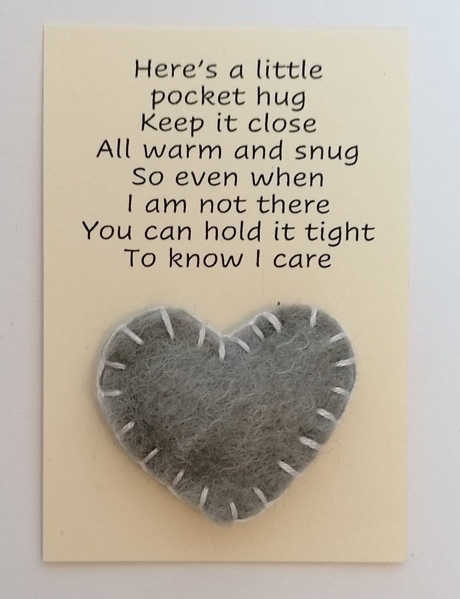 Handmade felt mini heart shaped pocket hug