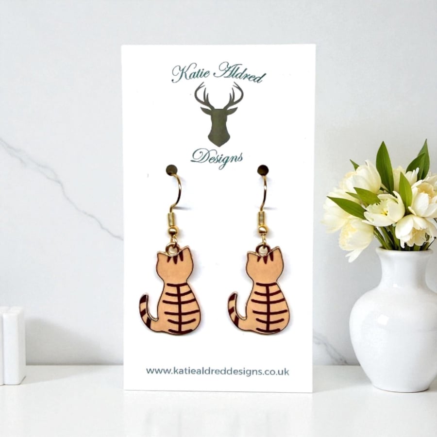 Charm Earrings - Tabby Cat 
