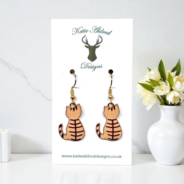 Charm Earrings - Tabby Cat 