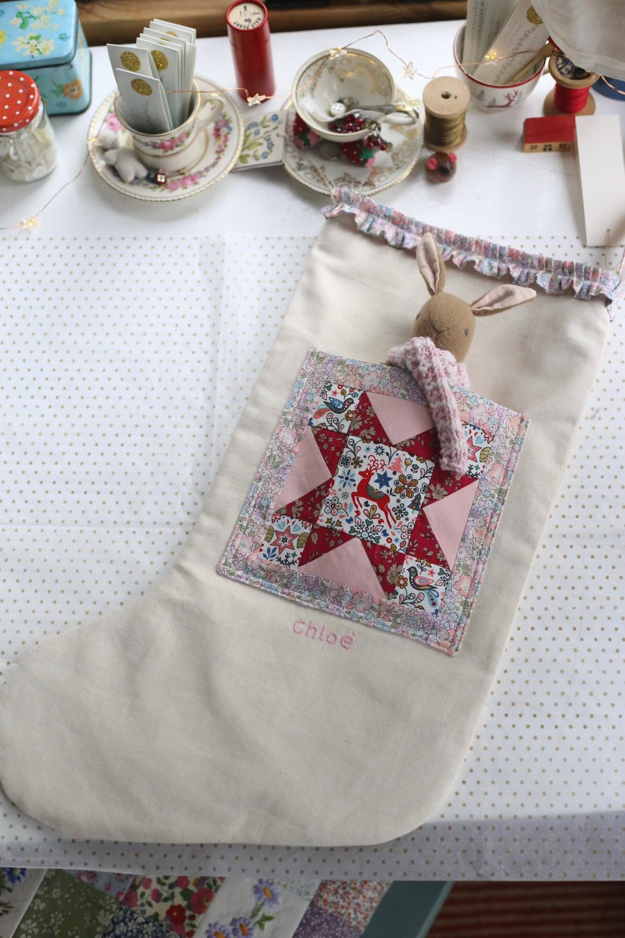 Reserved listing for Conni L - Heirloom Patchwork stocking