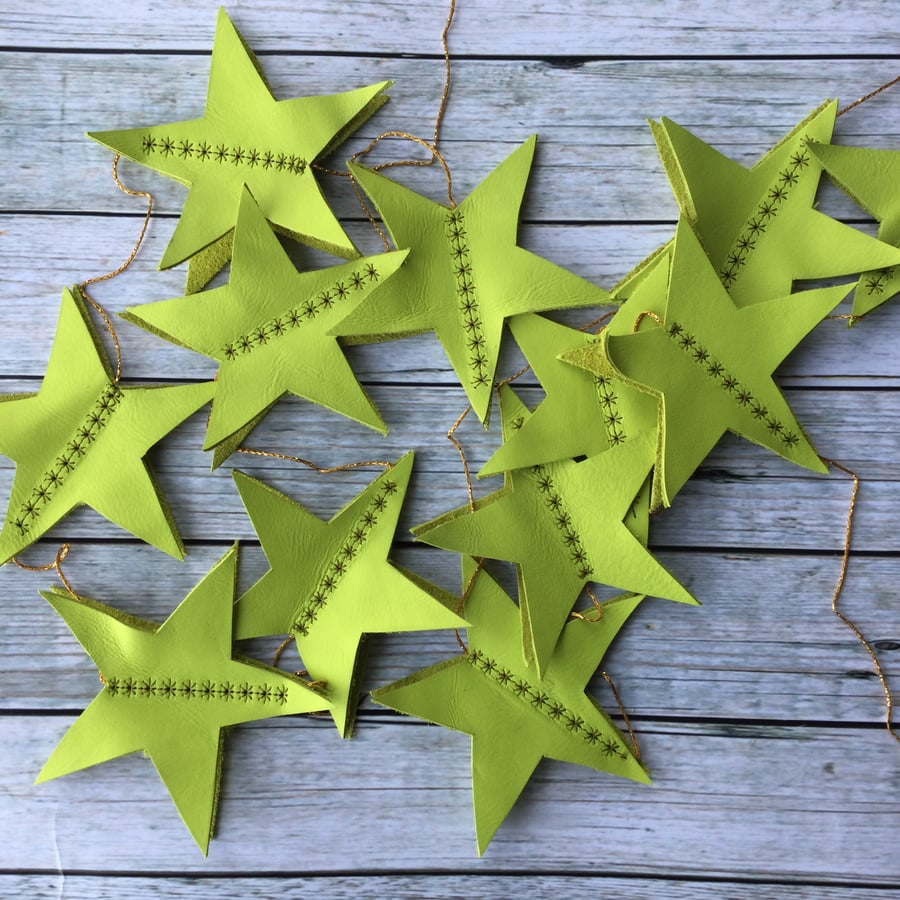 Leather Star Bunting - Leather Bunting - Star Bunting - Bunting - Garland 