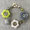 “Lime and Grey” daisy bracelet