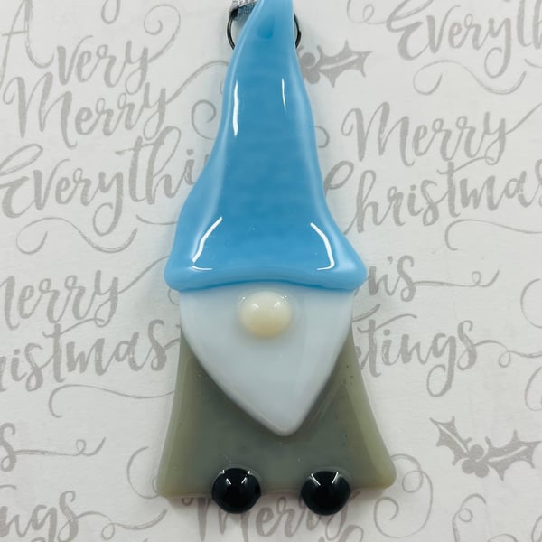 Handmade Fused Glass Gonk Hanging Christmas Decoration 