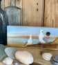 Original painting of seagulls on reclaimed wood