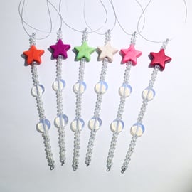 Set of 6 x Star Hanging Icicle Decorations - UK Free Post