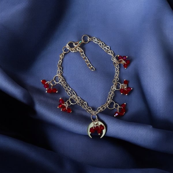 Moon Crystal Necklace, Bracelet & Earring Set - Heart Chain - Occasion Jewellery