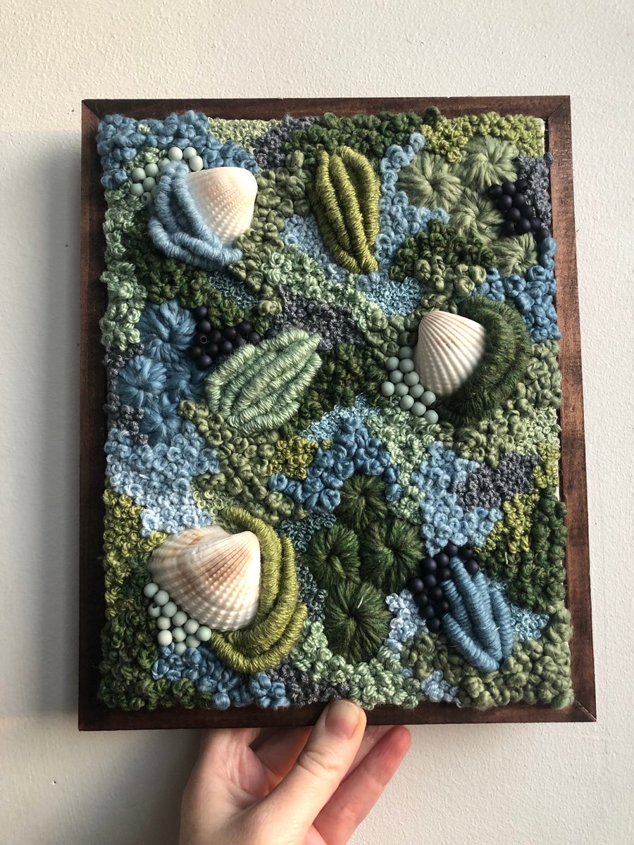 Infinite tides a 10x8 framed hand embroidered canvas