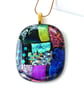 Dichroic Glass S019 Supersize Patchwork 3-layer Pendant with Gold plated chain - Image 3