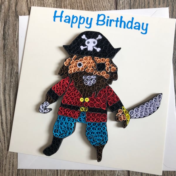 Stunning handmade quilled Pirate card