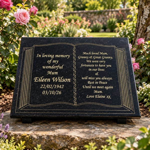  Memorial Slanted Grave Plaque Memorial Marker Granite Cemetery Stone  Plaque