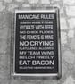 Man Cave Rules Funny Decorative Magnet - Image 1