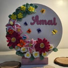Personalised Floral Wall Hanging for Children