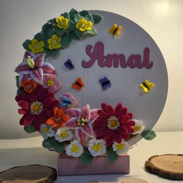 Personalised Floral Wall Hanging for Children