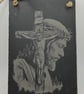 Jesus Carrying the Cross Slate Plaque Christian Wall Art Religious Hanging Sign 