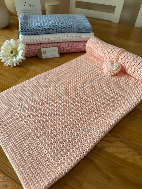 New Handmade Baby Blanket – Apricot – Bamboo & Cotton Blend