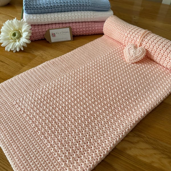 New Handmade Baby Blanket – Apricot – Bamboo & Cotton Blend