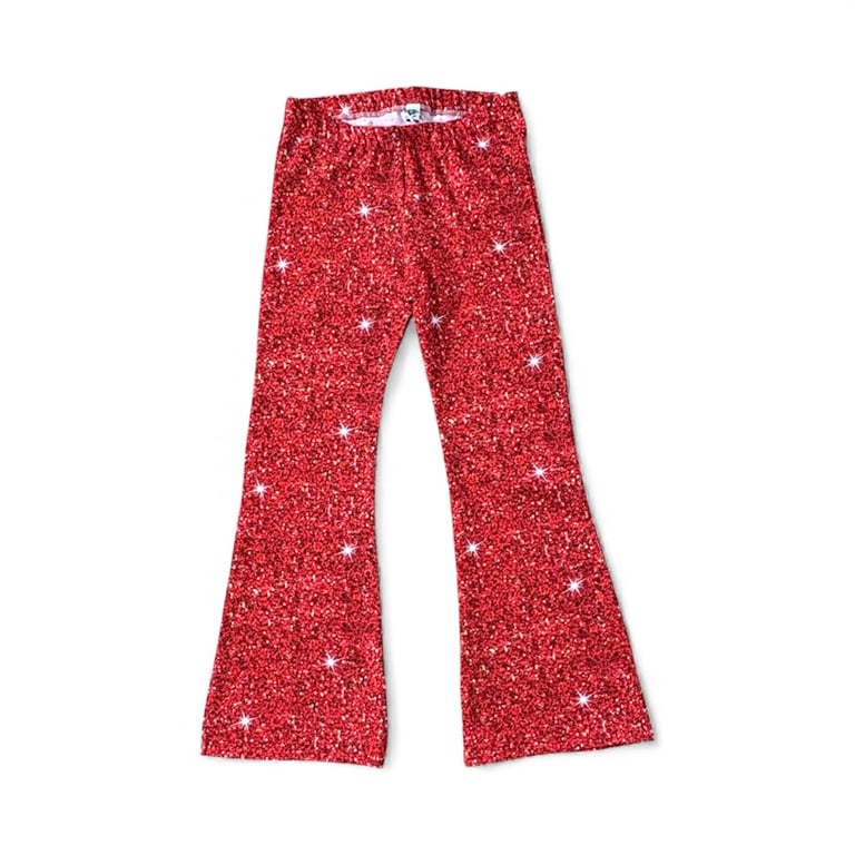 Red Sparkle Kick Flare Leggings 