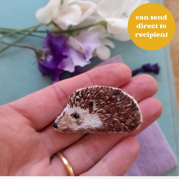 Hedgehog Embroidered Brooch 