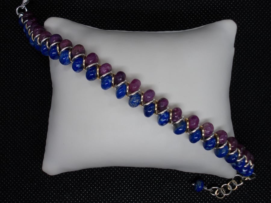 SALE -  Lapis Lazuli and Lepidolite goddess style bracelet