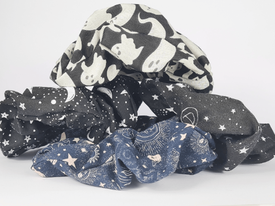 Halloween Scrunchie Set, 90s XL Large Fluffy Scrunchies, Fall Autumn Hair Tie