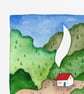 Forest Cabin, A6 giclée greetings card with recycled brown envelope - Image 4