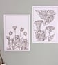 Original Unframed Sepia Ink Flower Painting A6 - Image 5