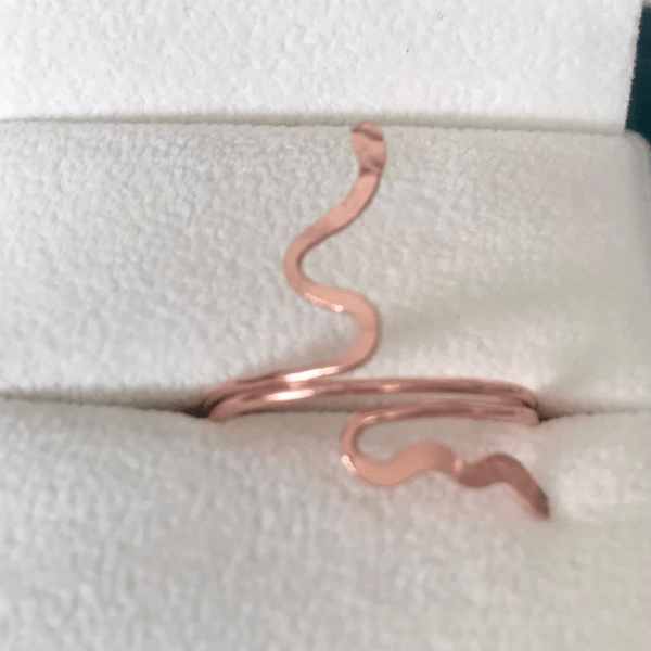 Snake Style Solid Copper Ring- Tarnish Resistant- Bohemian Jewellery - Size T