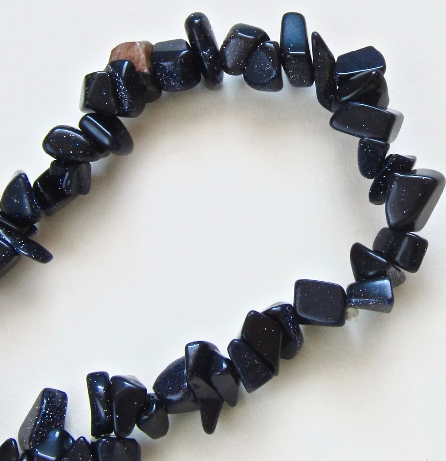 DESTASH:   Blue Goldstone Chip Bracelet