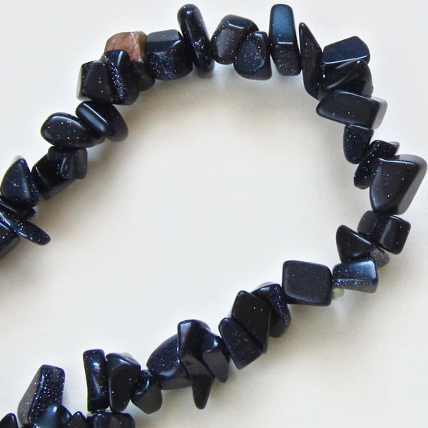 DESTASH:   Blue Goldstone Chip Bracelet