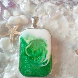 Green and White Swirly Pendant